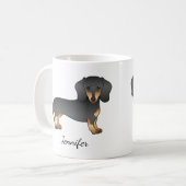 Mug Manteau lisse noir et tan Dachshund Chien et nom (Devant gauche)
