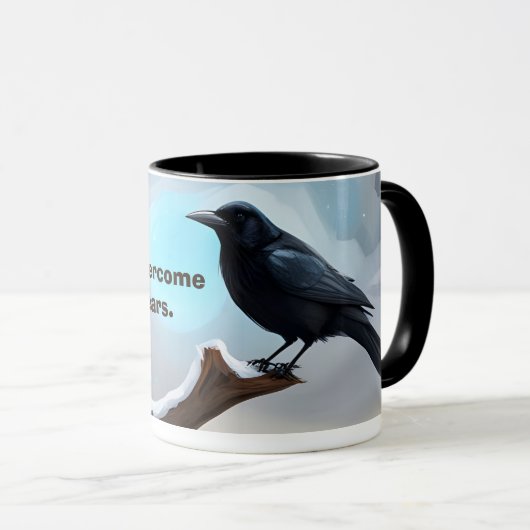 Mug Mantra pour le courage et la sécurité corneille ar (Devant droit)
