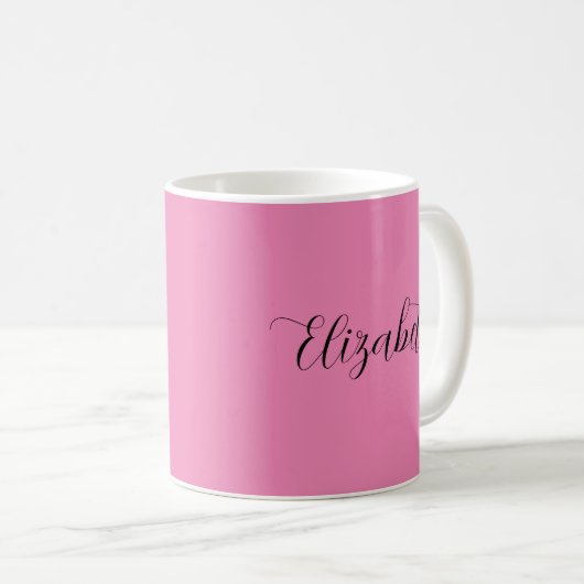 Mug manuscrit Ajouter votre nom Modèle rose (Devant droit)