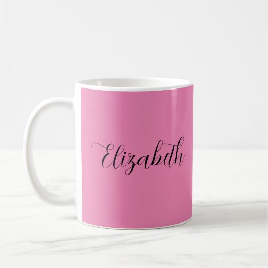 Mug manuscrit Ajouter votre nom Modèle rose (Gauche)