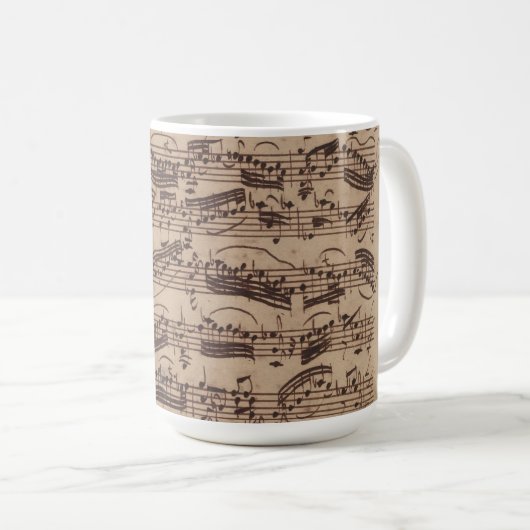 Mug Manuscrit Bach Musique Feuille Antique (Devant droit)
