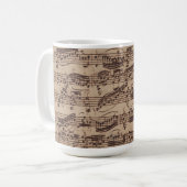 Mug Manuscrit Bach Musique Feuille Antique (Devant gauche)