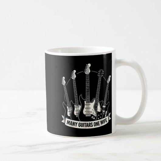 Mug Many Guitars One Wife Funny Musician Guitarist Hum (Droite)