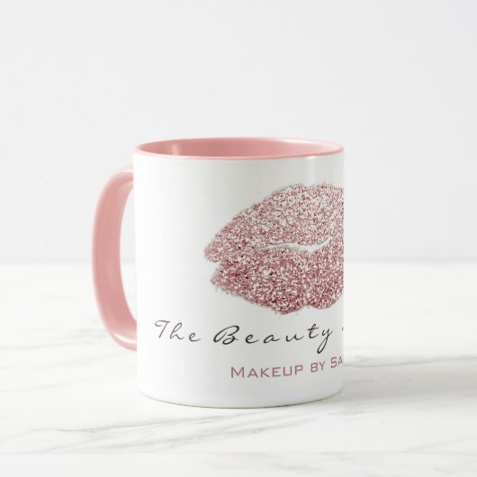 Mug Maquillage Artiste Beauté Kiss Lips Rose Rose Part (Devant gauche)