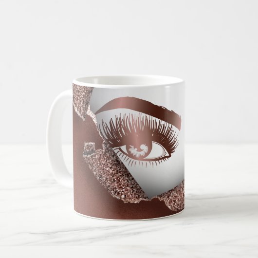 Mug Maquillage Artiste Eyebrow Eyes Lashes Rose Gold B (Devant gauche)
