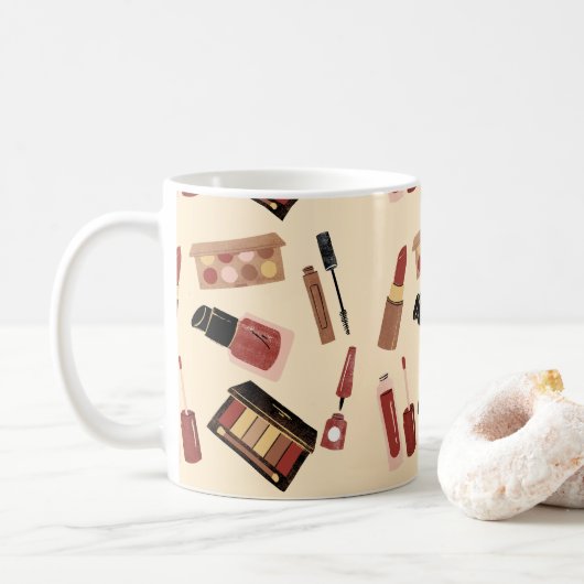 Mug Maquillage Cosmétique Beauté Motif Cosmetologie (Avec donut)