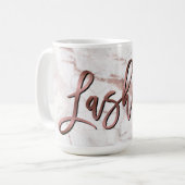 Mug Maquillage Eyebrow Eyes Lashes Rose Gold Marble (Devant gauche)