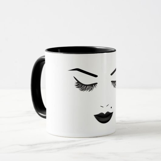 Mug Maquillage Lèvres Noires Visage Sourcils Lèvres Gl (Devant gauche)