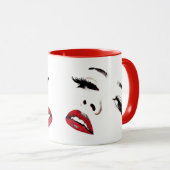 Mug Maquillage Yeux foncés Lèvres Rouges Femmes Visage (Devant droit)