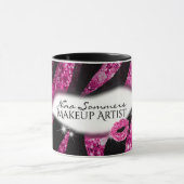 Mug Maquilleuse Glam Rose Paillettes Lèvres Impression (Centre)
