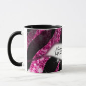 Mug Maquilleuse Glam Rose Paillettes Lèvres Impression (Gauche)