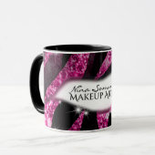 Mug Maquilleuse Glam Rose Paillettes Lèvres Impression (Devant gauche)