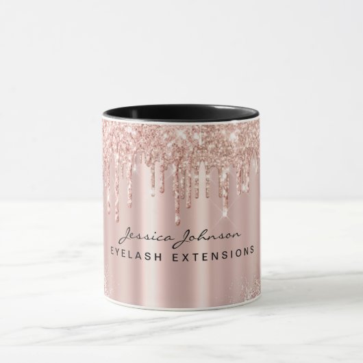 Mug Maquilleuse Paillettes Rose Gold Personnalisé (Centre)