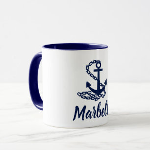 Mug Marbella - Style Maritime Musique Bleue Et Blanche