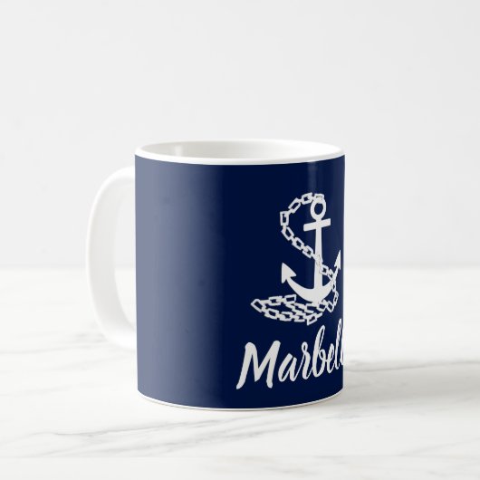 Mug Marbella - Style Maritime Musique Bleue Et Blanche (Devant gauche)