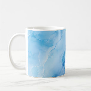 Mug Marbre Abstrait Bleu Ciel Luxueux