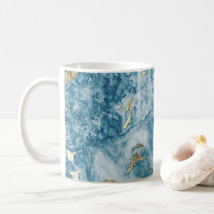 Mug Marbre Abstrait Luxueux Bleu et Or