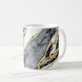 Mug Marbre Abstrait Tourbillon Noir Gris Blanc Or (Devant droit)
