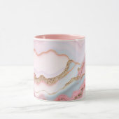 Mug Marbre Agate Moderne Bleu Rose Collection Or (Centre)