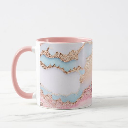 Mug Marbre Agate Populaire Blue Rose Gold Collection (Gauche)