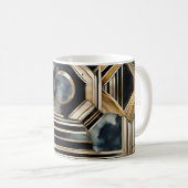 Mug Marbre Art déco Noir et or Jazzy Géométrique (Devant droit)