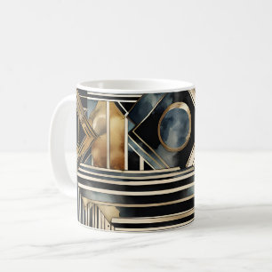 Mug Marbre Art déco Noir et or Jazzy Géométrique