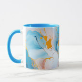Mug Marbre Azur avec Éclaboussures Dorées (Gauche)