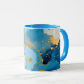 Mug Marbre Azur avec Éclaboussures Dorées (Devant droit)