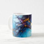 Mug Marbre Azur et Améthyste avec Veines Dorées (Devant gauche)