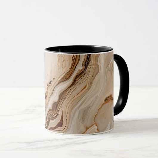 Mug Marbre Beige Abstrait Élégant (Devant droit)