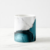 Mug Marbre blanc agate bleu sarcelle paillettes argent (Centre)