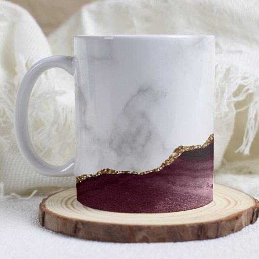 Mug Marbre Blanc Agate de Bourgogne Doré