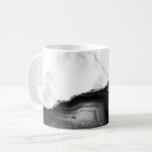 Mug Marbre blanc Agate noire Paillettes argentées (Devant gauche)