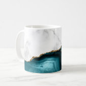 Mug Marbre blanc doré Turquoise Bleu Agate (Devant gauche)
