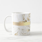 Mug Marbre blanc et or, Barre d'or, Monogramme de nom  (Gauche)