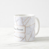 Mug marbre blanc géométrique d'or rose moderne élégant (Devant droit)