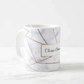 Mug marbre blanc géométrique d'or rose moderne élégant (Devant gauche)