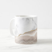 Mug Marbre blanc Ivoire doré Beige Taupe Agate (Devant gauche)