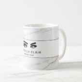 Mug Marbre blanc Luxe Artiste maquillage Lashes (Devant droit)