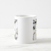 Mug Marbre blanc moderne avec Monogramme de ruban or (Centre)