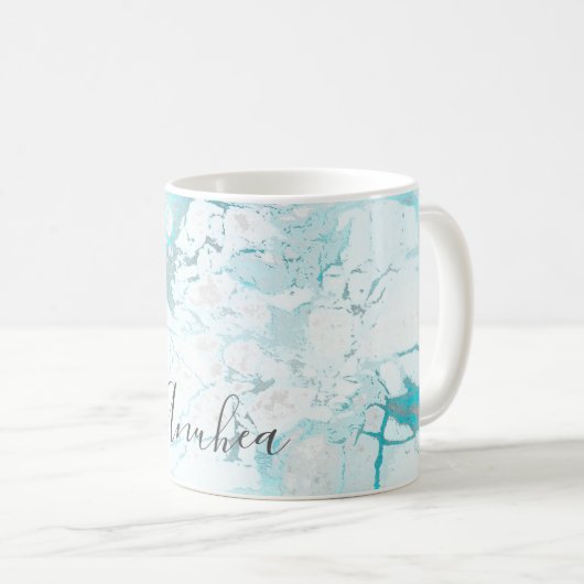 Mug MARBRE BLANC PixDezines+VINS TURQUOISE IRIDESCENTE (Devant droit)
