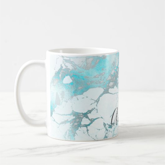 Mug MARBRE BLANC PixDezines+VINS TURQUOISE IRIDESCENTE (Gauche)