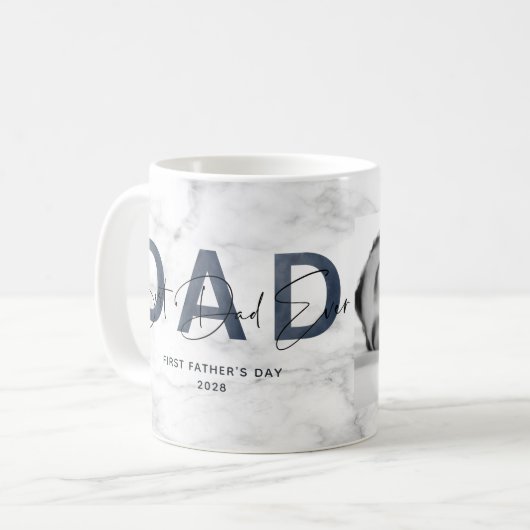 Mug Marbre bleu Dusty Meilleur papa Jamais Fête des pè (Devant gauche)