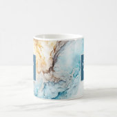 Mug Marbre Bleu Et Or De Luxe Nom Personnalisé Café (Centre)