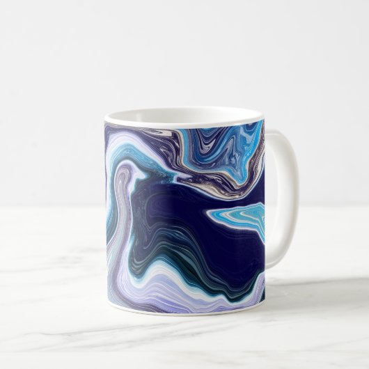 Mug Marbre bleu Fluide Art (Devant droit)