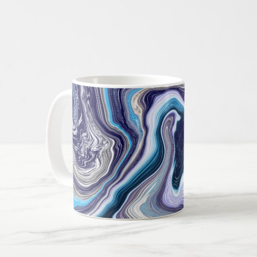 Mug Marbre bleu Fluide Art (Devant gauche)