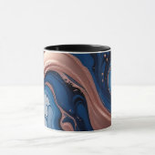 Mug Marbre bleu marine et marbre liquide or Abstrait (Centre)