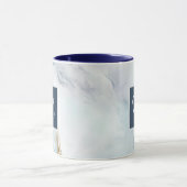 Mug Marbre bleu moderne Nom personnalisé Café (Centre)