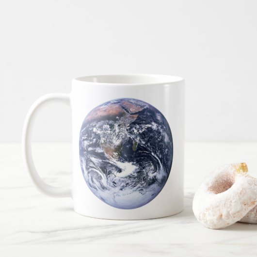 Mug Marbre bleu Terre Espace Vintage Photo (Avec donut)
