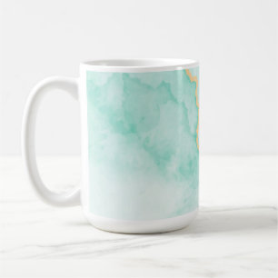 Mug marbre bleu turquoise ondulé carreaux d'aquarelle